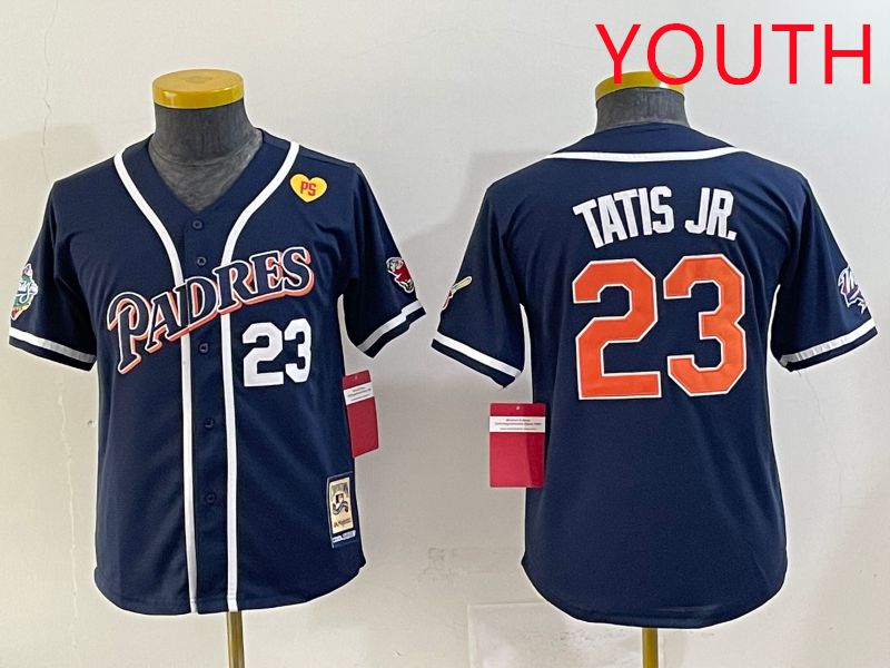 Youth 2025 San Diego Padres #23 Tatis jr Blue Throwback Game Nike MLB Jersey style 24